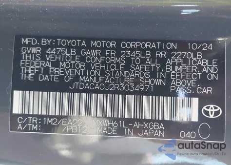 2024 Toyota Prius Prime Xse from USA, damaged, VIN JTDACACU2R3034971